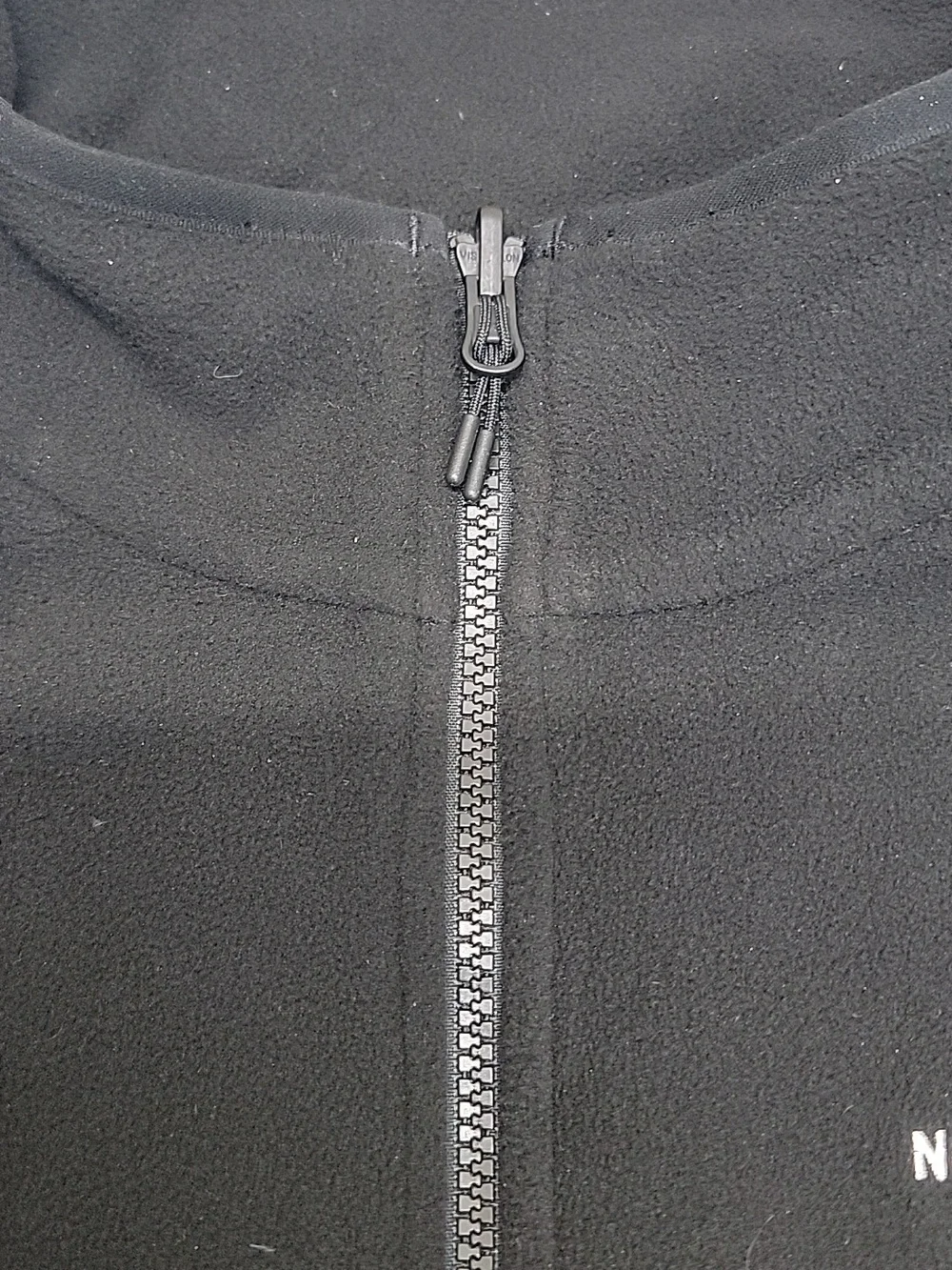 The North Face Black Full-Zip Fleece Jacket with White Logo Mens LARGE